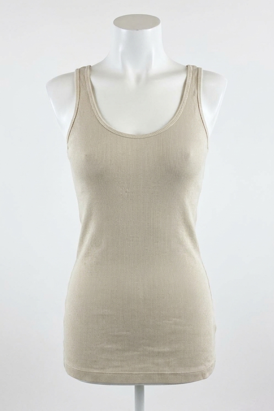 NEW MONROW women's narrow ribbed tank in nude